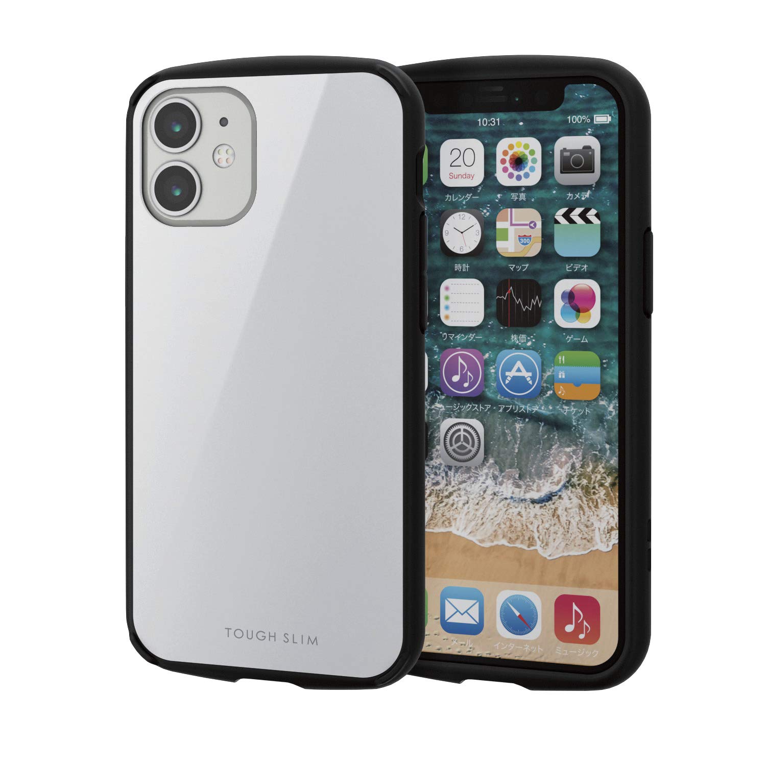 エレコム iPhone 12 mini ケース Qi充電対応 ハイブリッド 耐衝撃 TOUGHSLIM LITE ホワイト PM-A20ATSLWH