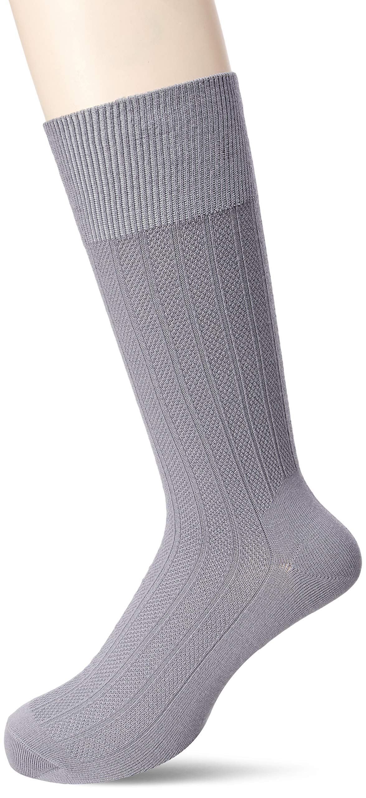 [オカモト] 24時間におわない SUPER SOX(スーパーソックス) ストライプ柄 クルーソックス メンズ グレー 日本 24-26cm (日本サイズM相当)