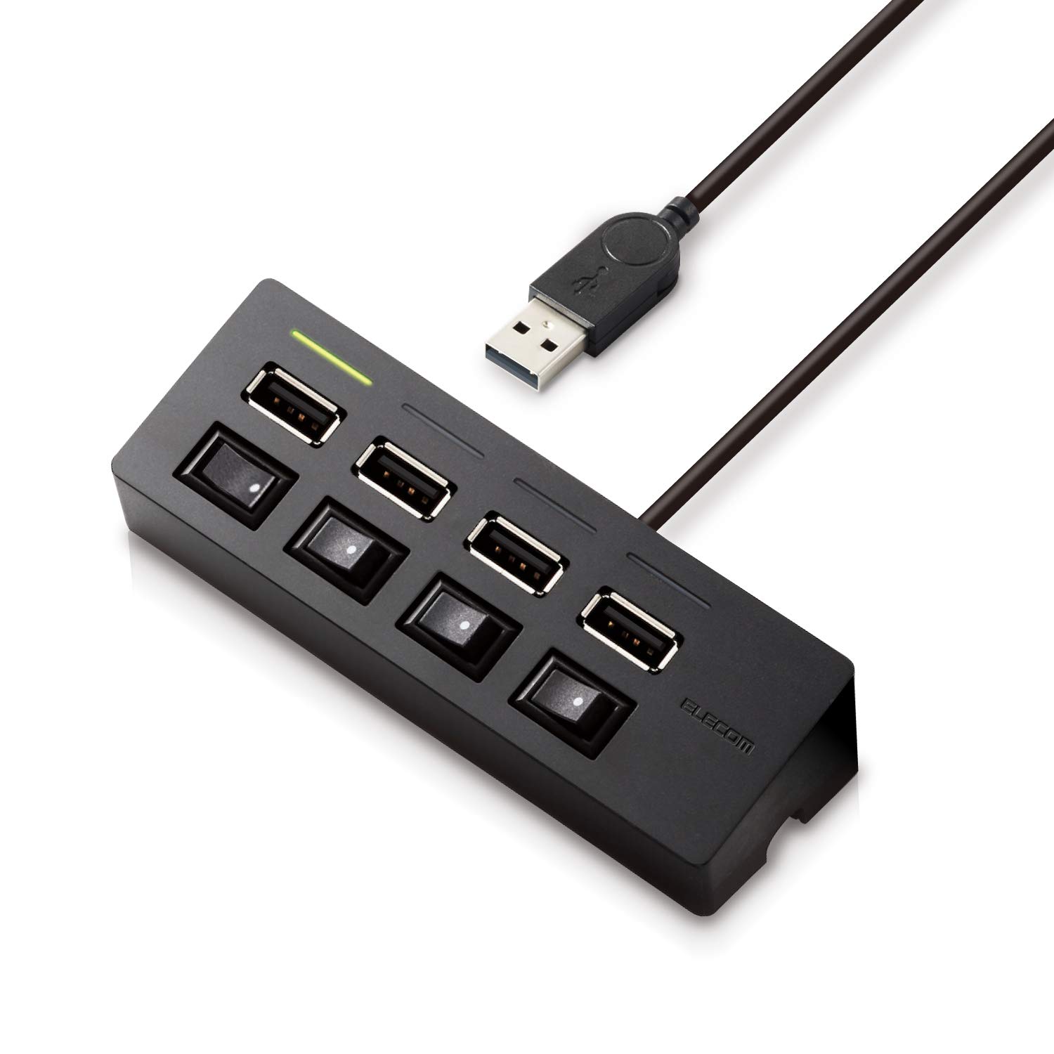 エレコム USBハブ 2.0 セルフパワー 4ポート 個別スイッチ付 機能主義 1m MacBook/Surface Pro/Chromebook他 ノートPC Nintendo Switch対応 ブラック U2H-TZS428SBK