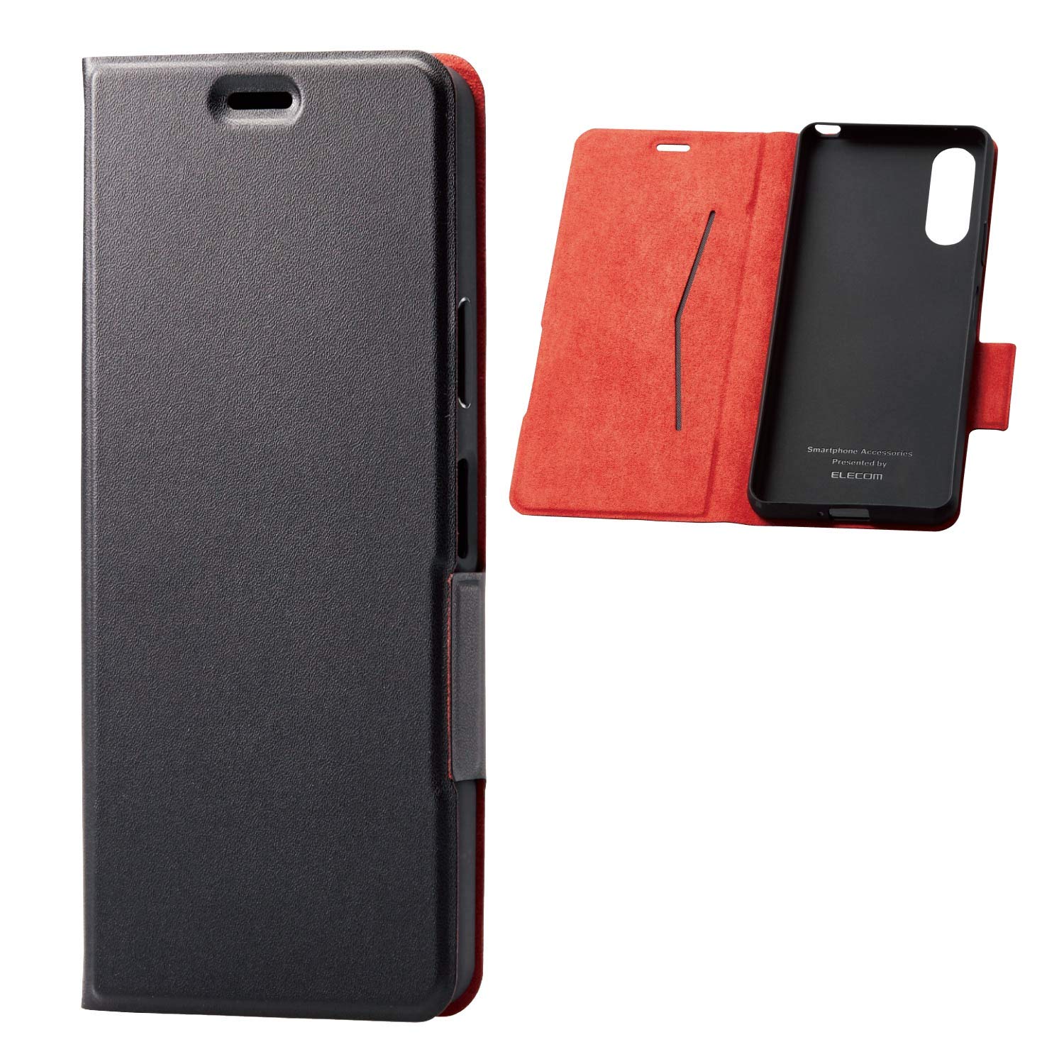 エレコム Xperia 10 II ケース ULTRA SLIM ソフトレザー [驚くほど薄くて軽い] マグネット付き スタンド機能 ブラック PM-X202PLFUBK