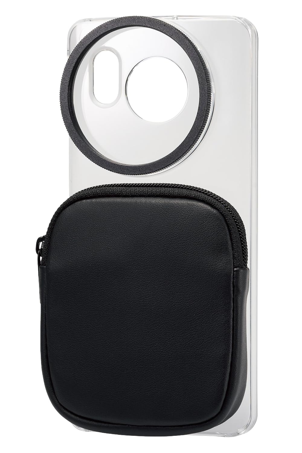 エレコム AQUOS sense8 (SH-54D / SHG11) ケース ハイブリッド カバー 軽量 薄型 ポーチ付 一眼レフカメラ用 カメラレンズフィルター対応 SHARP評価検証済 ブラック PM-S234CAMPBK