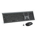 iClever キーボード ワイヤレスキーボードマウスセット 日本語JIS配列 キーボード マウス 静音 超薄型 type-c 充電式 無線 キーボード マウス付き2.4G テンキー付き マウス3段調節可能DPI パンタグラフ フルサイズ パソコン用 PC Windows対応 IC-BK23Combo グレーブラック