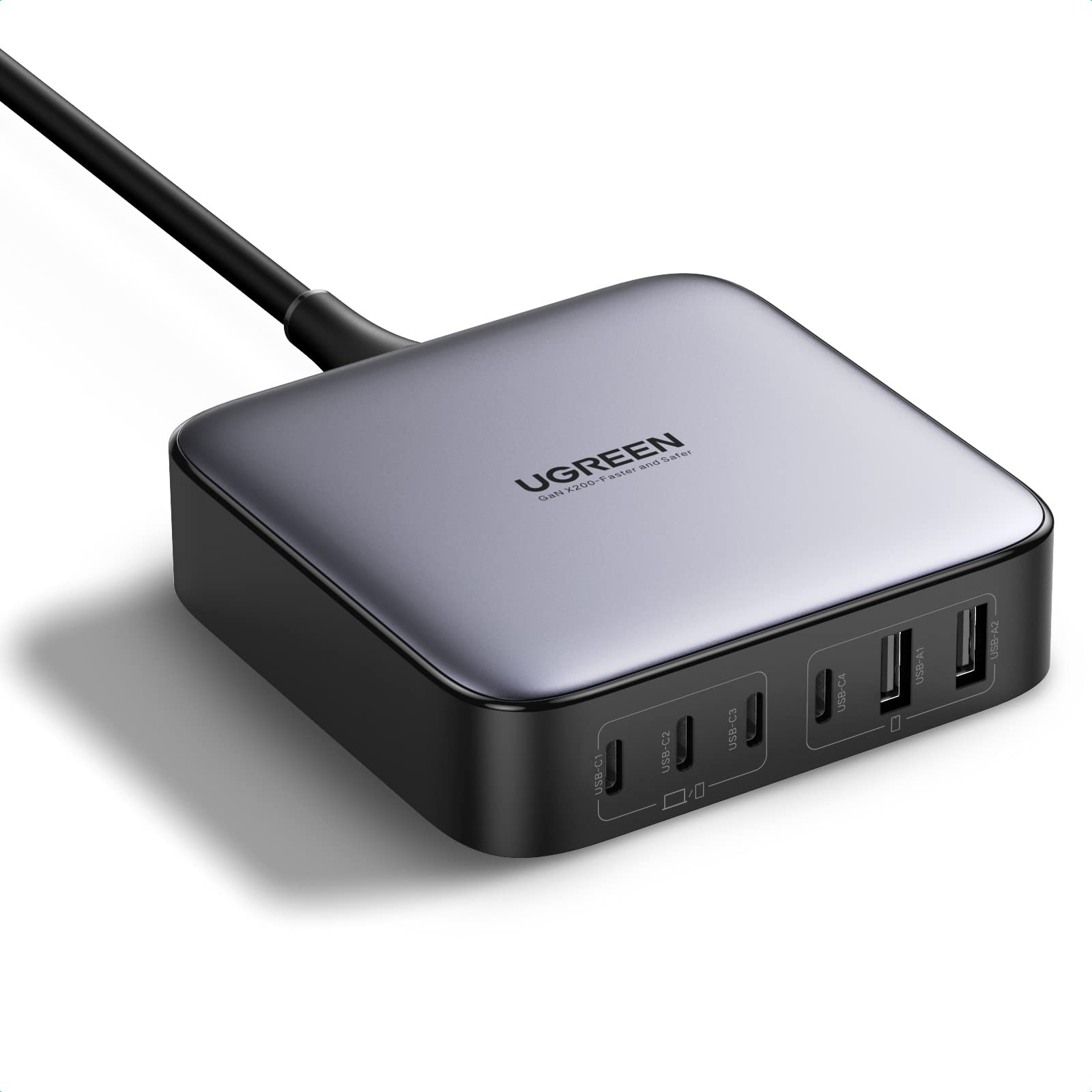 UGREEN Nexode 200W Ŵ 6ݡ ¿ݡȵ®Ŵ USB-C4 USB-A2 ǥ奢GaNIII(ⲽ...