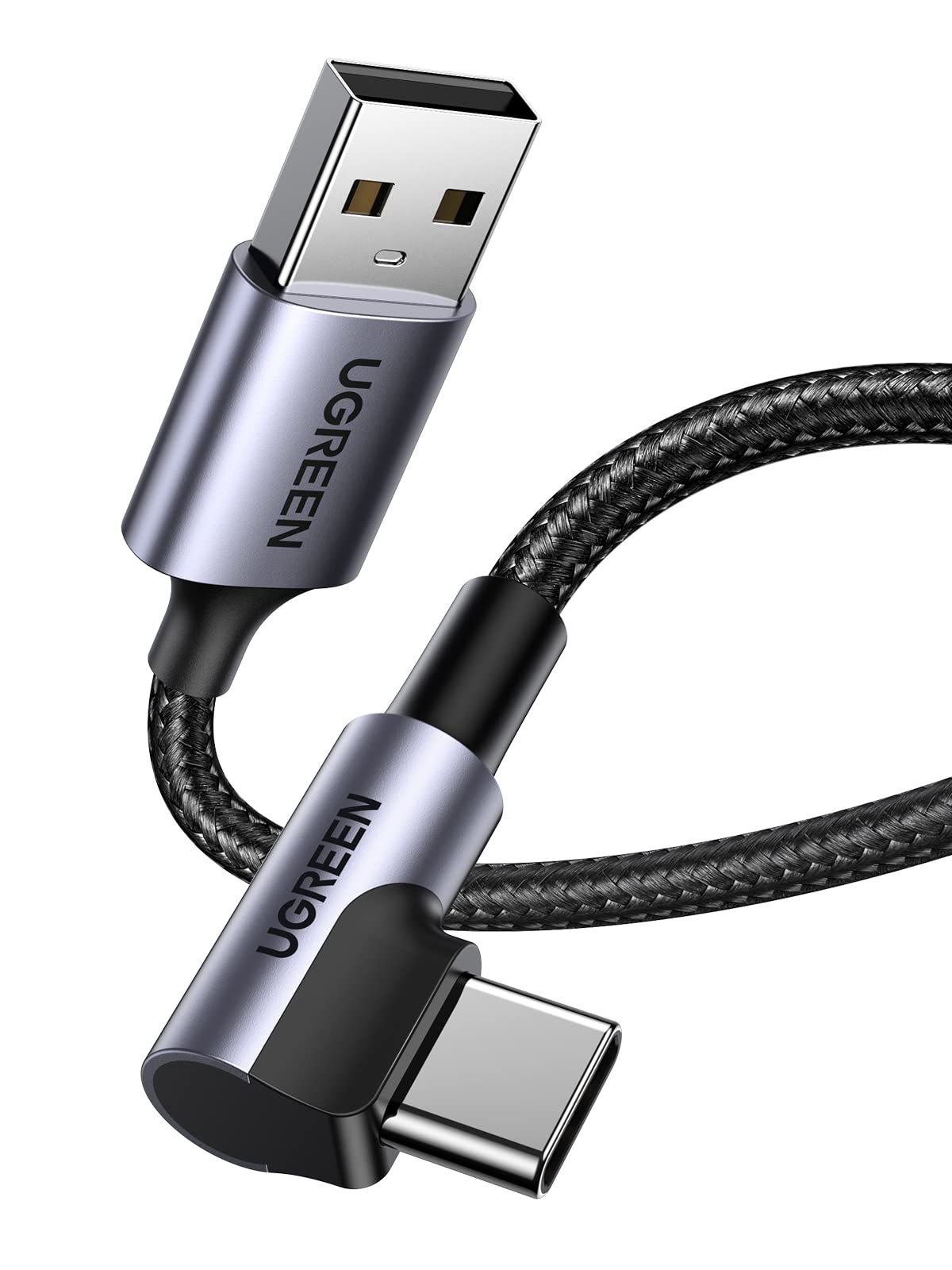 UGREEN USB Type C ケーブル L字ナイロン編み 3A急速充電 Quick Charge 3.0/2.0対応 56Kレジスタ実装 X..