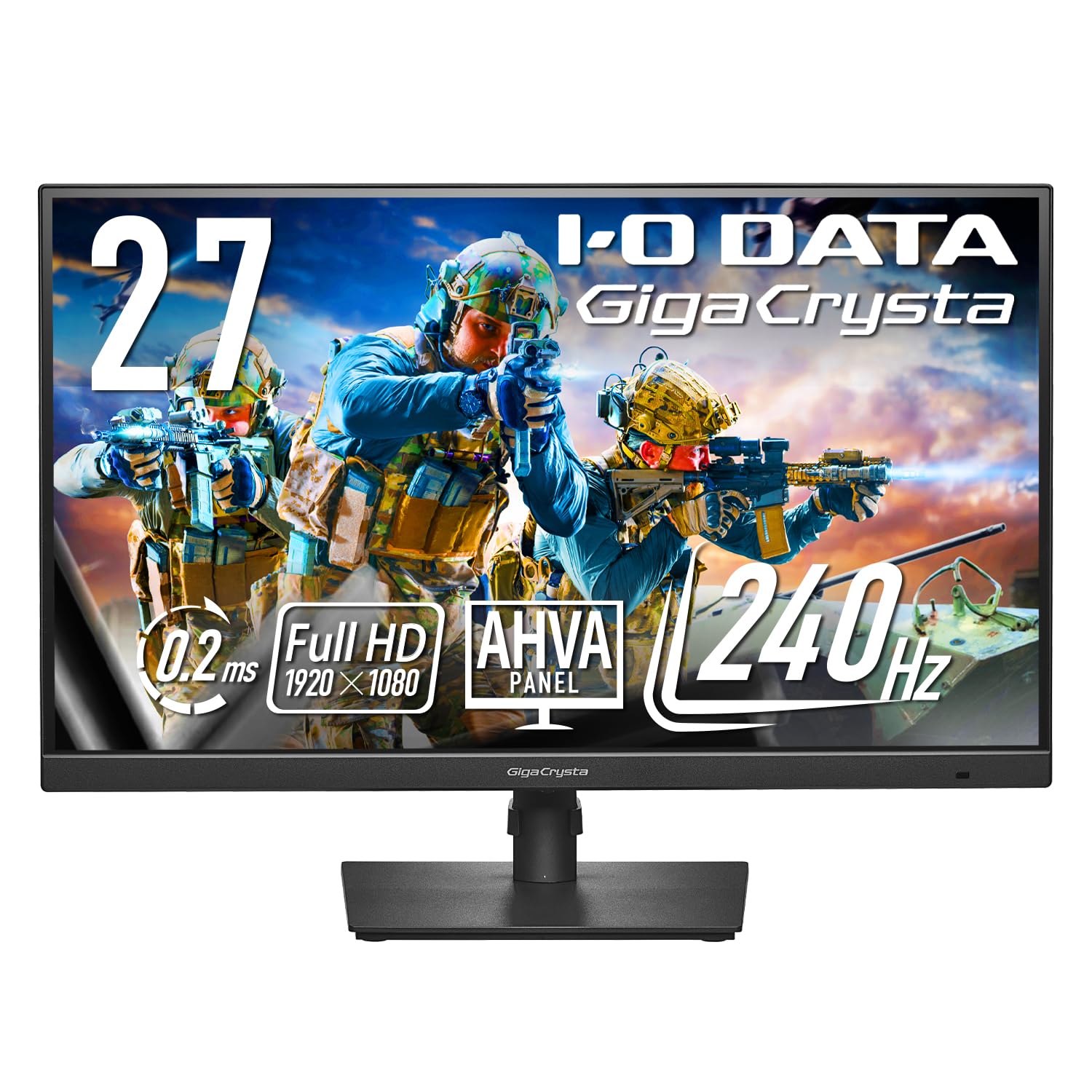 アイ・オー・データ IODATA ゲーミングモニター 27インチ GigaCrysta 240Hz フルHD 0.2ms AHVAパネル (HDMI×2/DisplayPort/スピーカー付/高さ調整/縦横回転/メーカー3年保証/土日サポート/日本メーカー) EX-GD271UAX