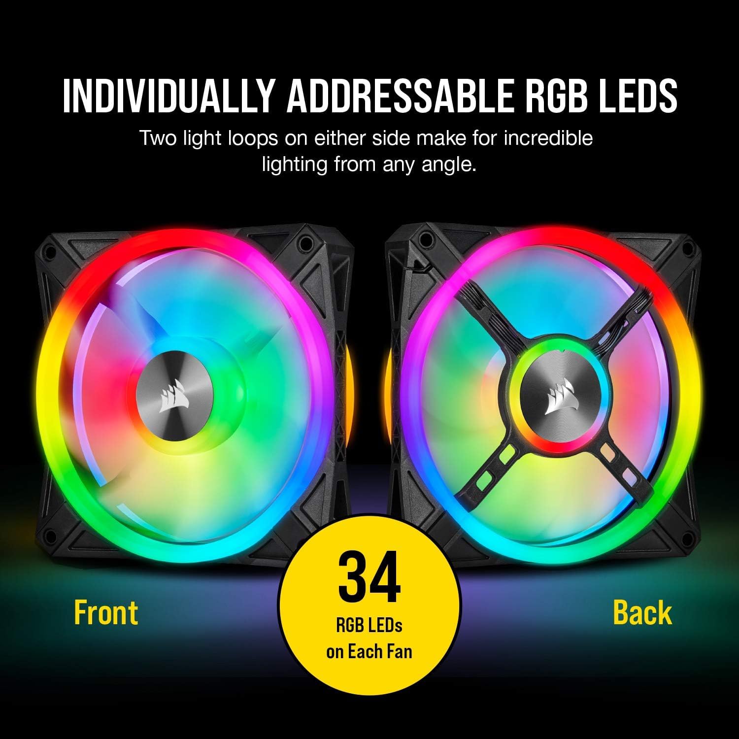 FIDELAのCorsair iCUE QL120 RGB 120mm 3連ファンキット PWM対応 PCケースファン CO-9050098-WW FN1374｜アングル3
