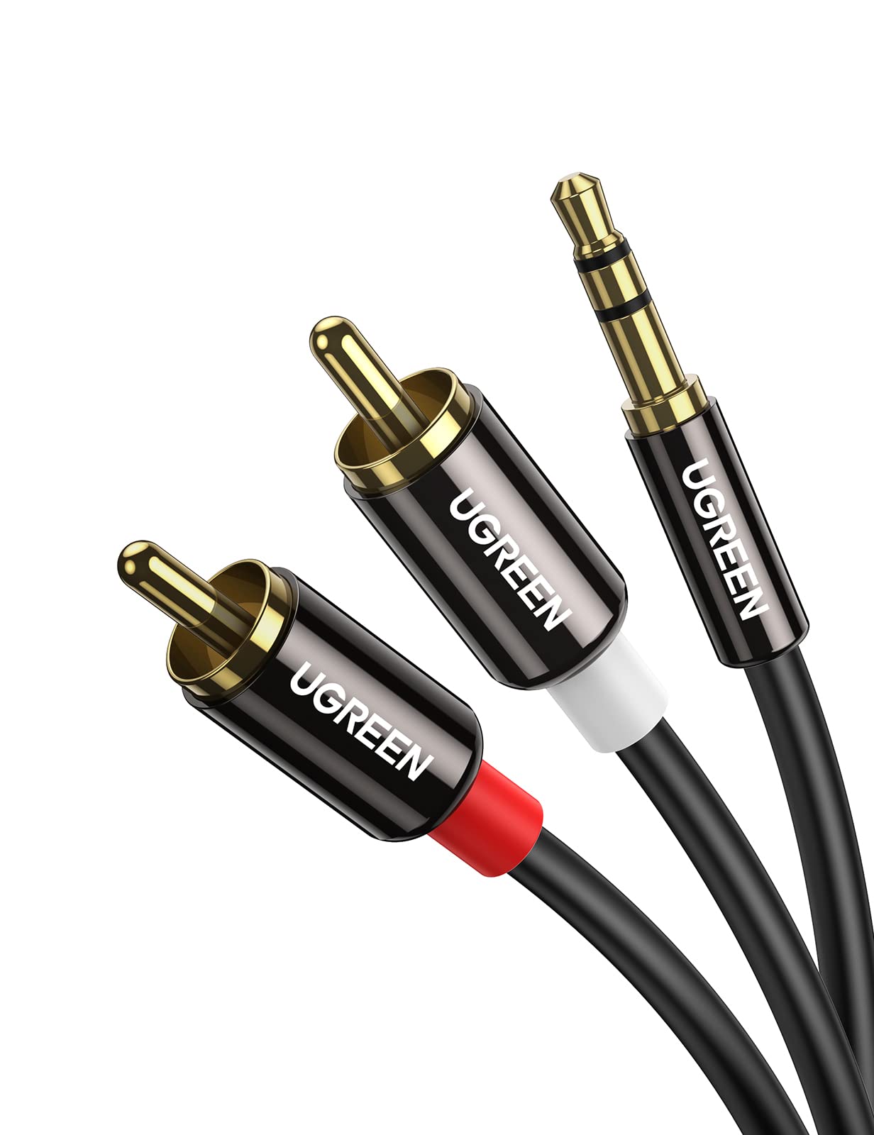 UGREEN RCA 3.5mm 変換 オーディオケーブル 3.5mmステレオミニプラグ RCA ミニピン 赤白ケーブル ミニ..