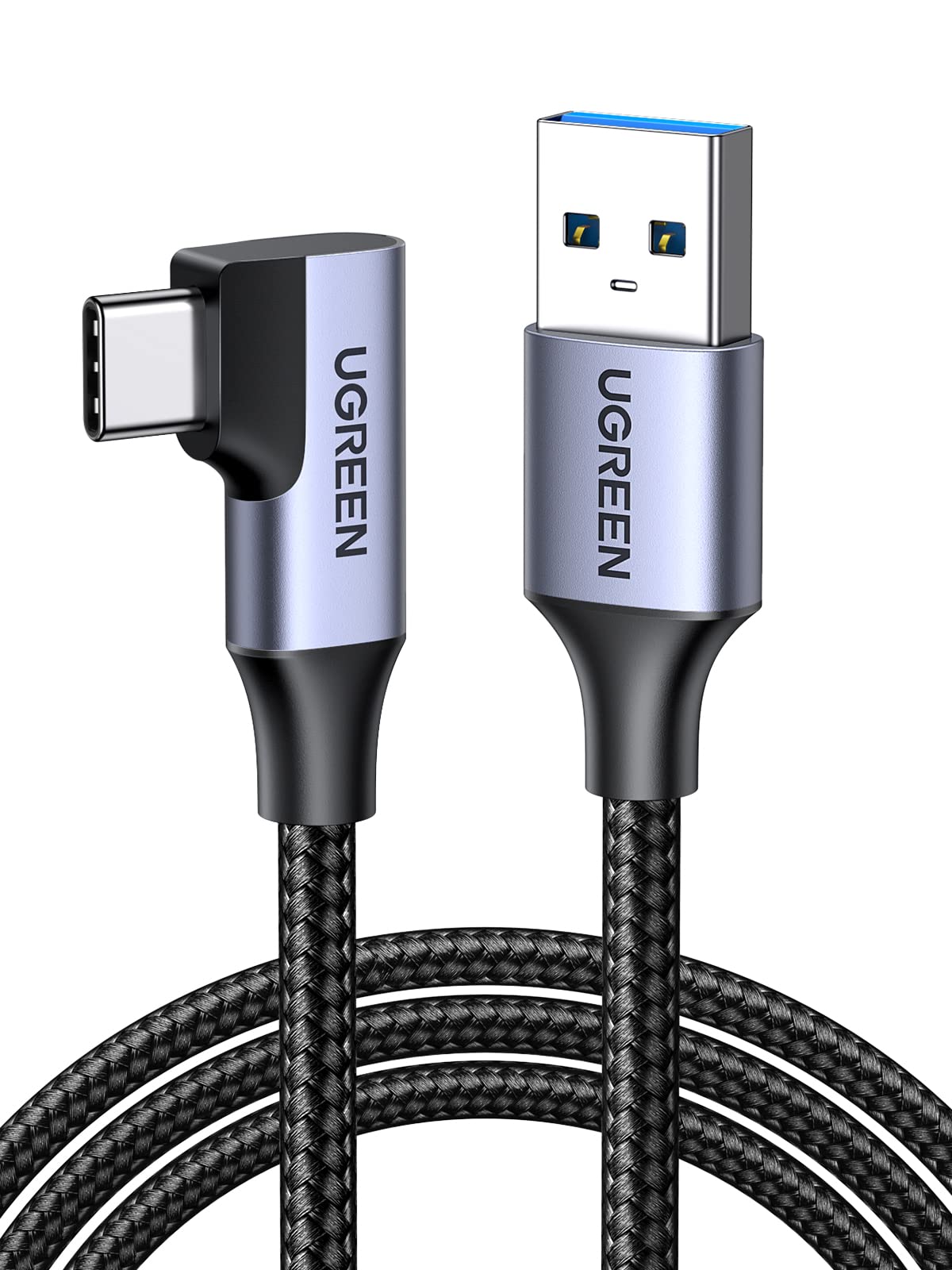 UGREEN usb type c ケーブル USB 3.0急速充電 L字usb c ケーブル 5Gbps データ転送 ナイロン編み usb c ケーブル Galaxy S22/S21/S20,Sony,Xiaomi,Huawei,Pixel その他デバイス対応 (1m)