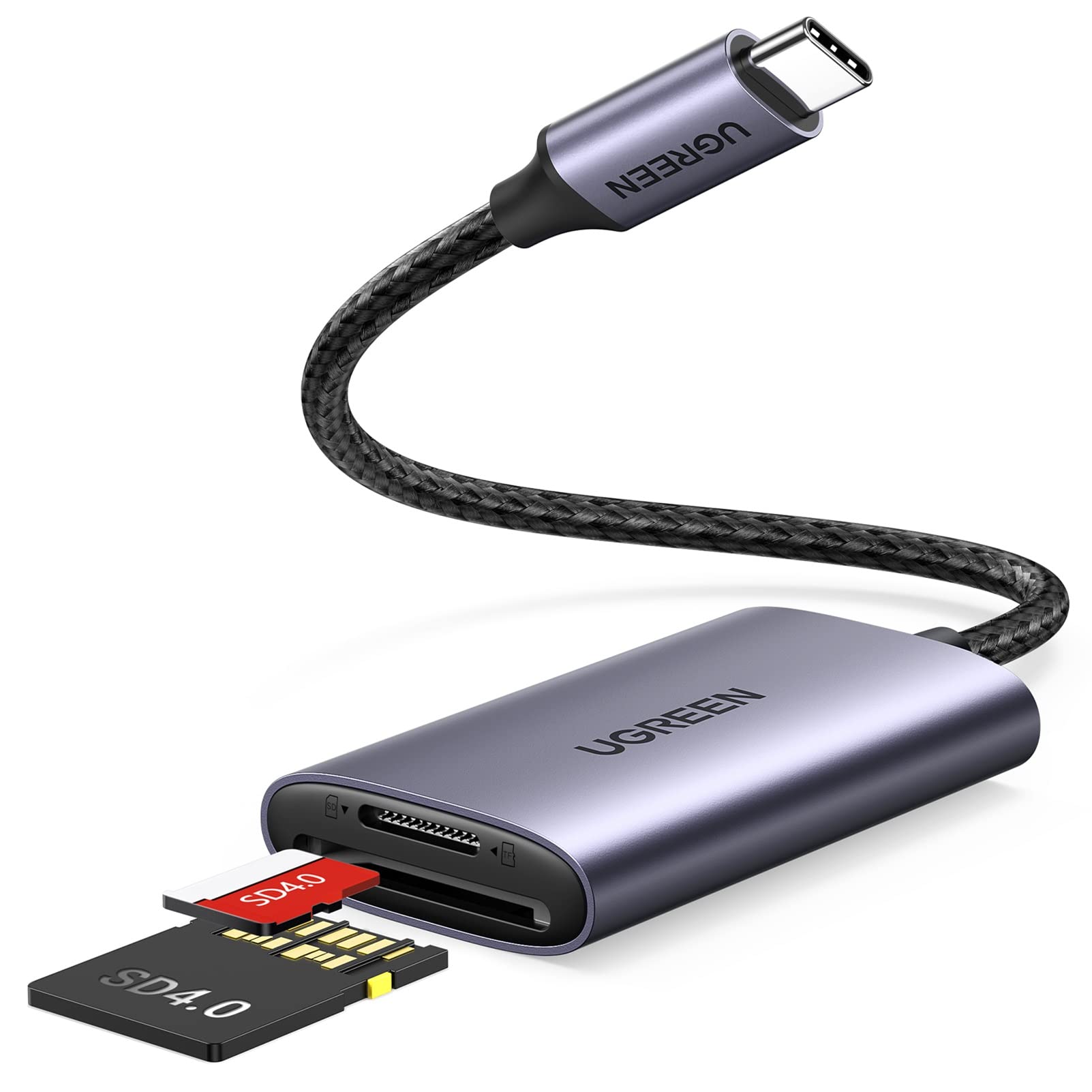 UGREEN USB-C SDカードリーダー SD 4.0 UHS-II SDXCカード 4K動画 高速転送 UHS-I/UHS-II 用 SDXC/SDHC/SD/MMC/RS-MMC/microSDXC/microSD/microSDHCなど uhs2 メモリーカード リーダー