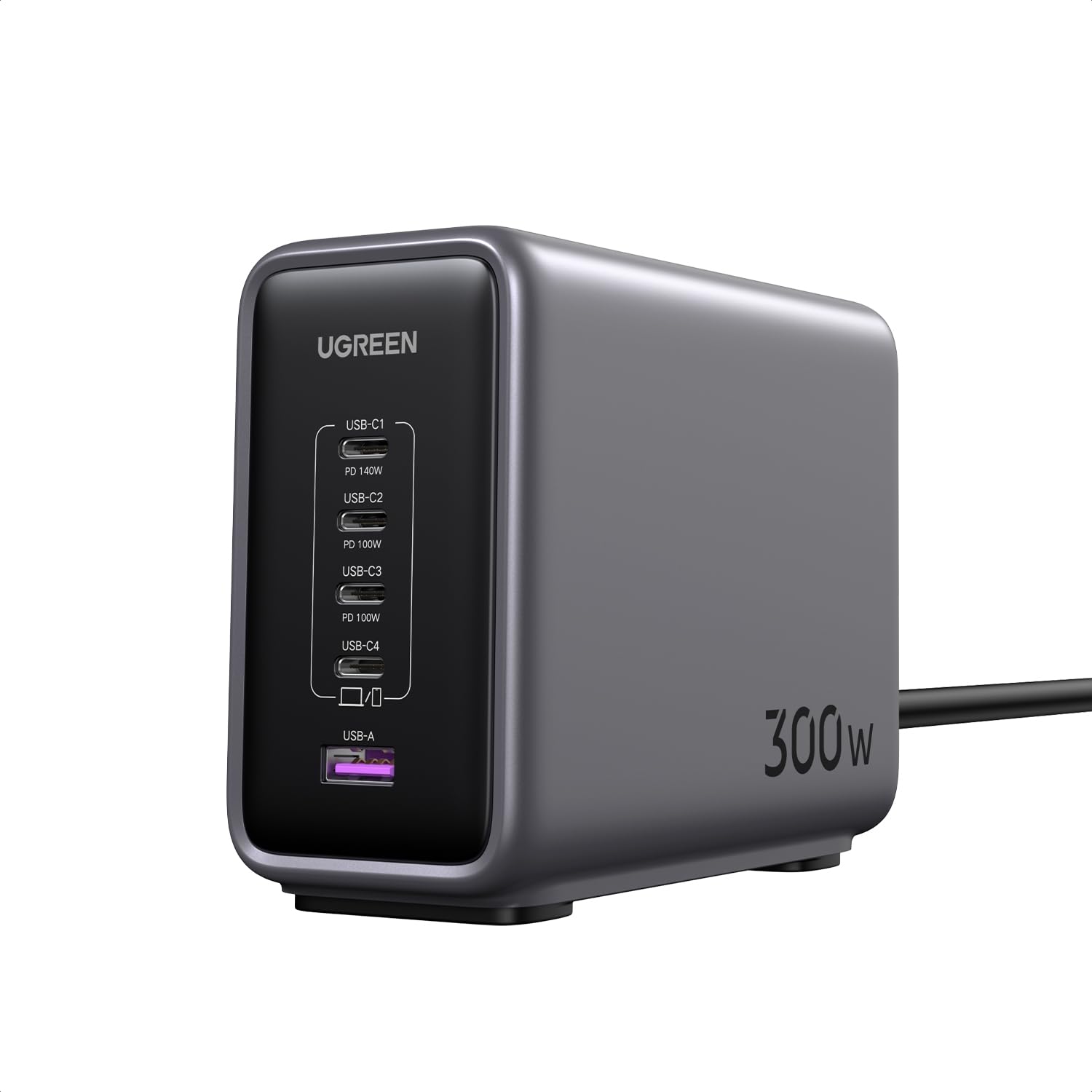 UGREEN Nexode 300W [d PD3.1Ή 5|[g}[d USB-Cx4USB-Ax1 cȃXy[X _uGaNFast(KE)`bv P|[g140W펞Ή m[gPCɋ}[dΉ MacBook Pro14h/16h/MacBook/PDΉWindows PC/iPad/iPhone/Galaxy/Android/̑