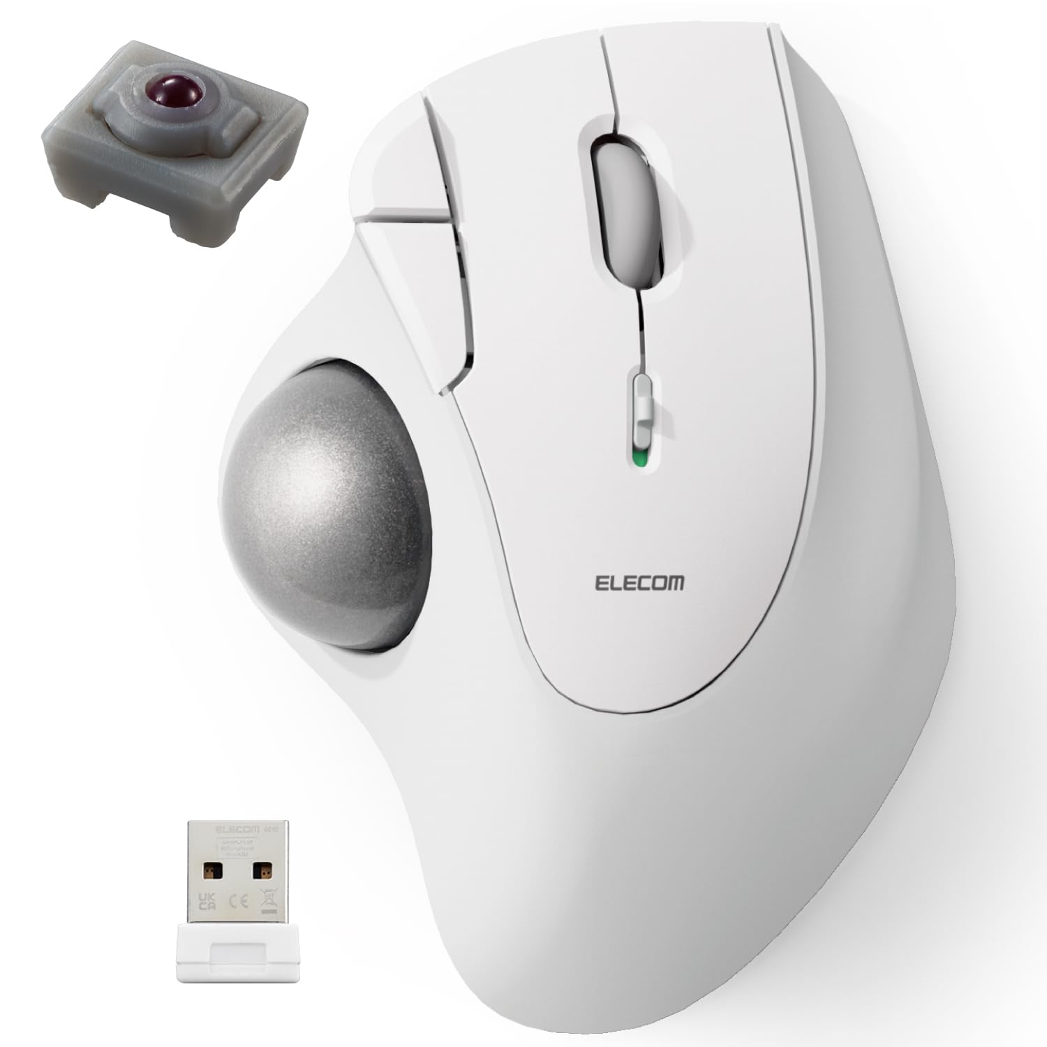 エレコム ワイヤレス トラックボールマウス IST 無線2.4GHz 親指操作 36mmボール 人工ルビー支持 5ボタン Windows Mac Chromebook ホワイト M-IT10DRWHのサムネイル