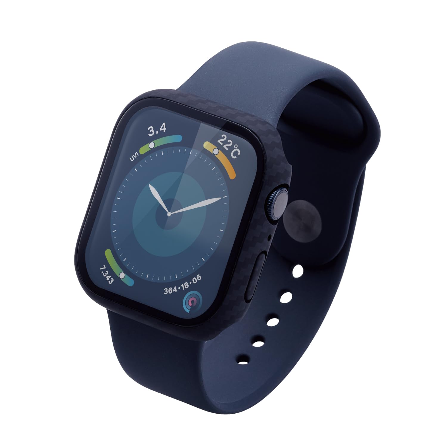 エレコム Apple Watch Series 9 8 7 45mm ケース フルカバー ガラス 光沢 カーボンブラック AW-23AFCGCB