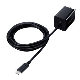 エレコム 充電器 Type-C USB PD対応 20W USB-C 1ポート Type-Cケーブル一体 2台同時充電 折りたたみ式プラグ 小型 Galaxy,Pixel,Xperia,OPPO 等対応 ブラック MPA-ACCP37BK