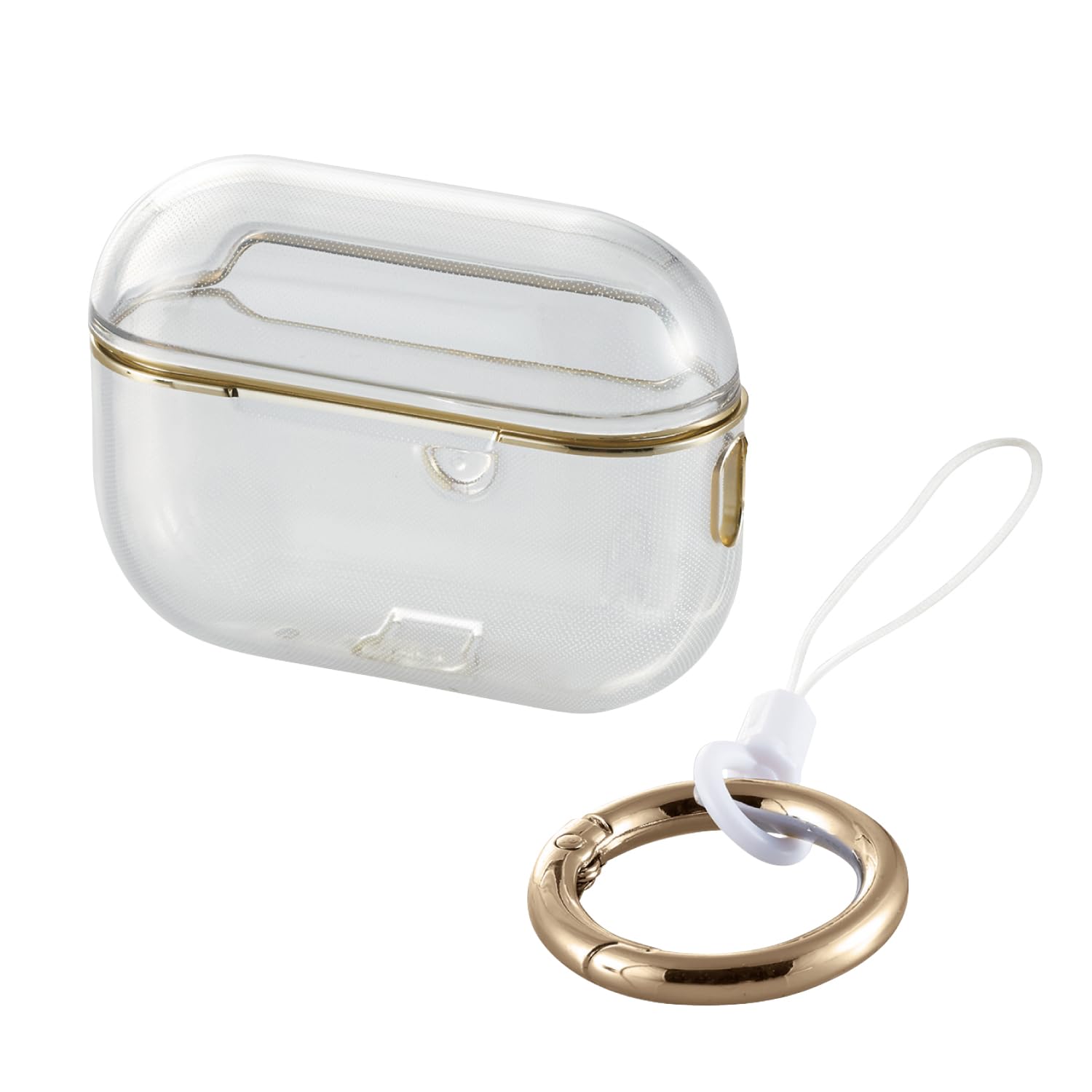エレコム AirPods Pro 第2世代 Pro2 ケース Me ソフト カラビナ付き 可愛い ワイヤレス充電対応 クリア×ゴールドライン AVA-AP4UCMCR