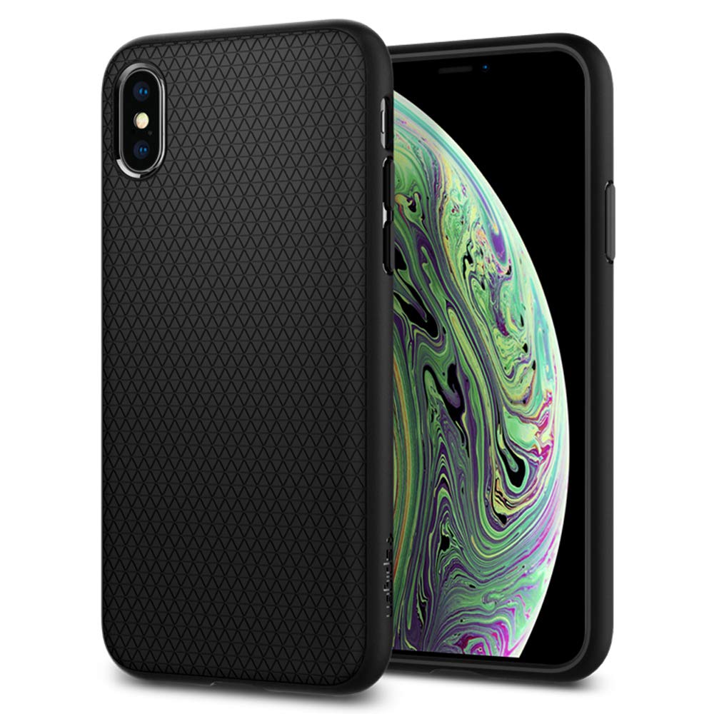 Spigen iPhone XS / X ケース 耐衝撃 米軍MIL規格取得 5.8インチ さらさら マット TPU ワイヤレス充電 画面/レンズ保護 衝撃吸収 リキッド・エアー 057CS22123 (マット・ブラック)