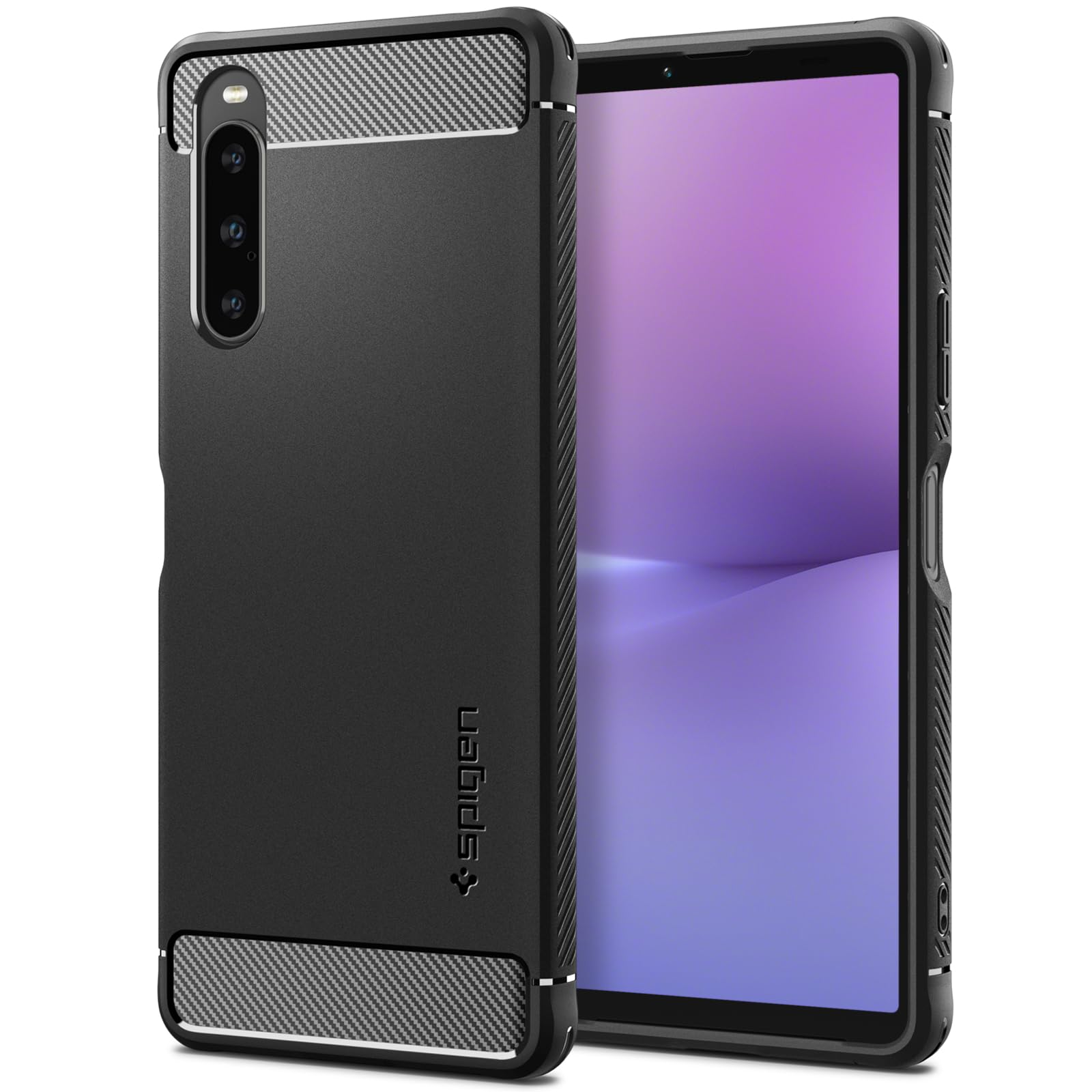 Spigen Xperia 10V ケース SOG11 / SO-52D TPU ソフトケース 米軍MIL規格取得 耐衝撃 衝撃吸収 傷防止 カメラ保護 Qi充電 ワイヤレス充電 ラギッド・アーマー ACS06202 (マット・ブラック)