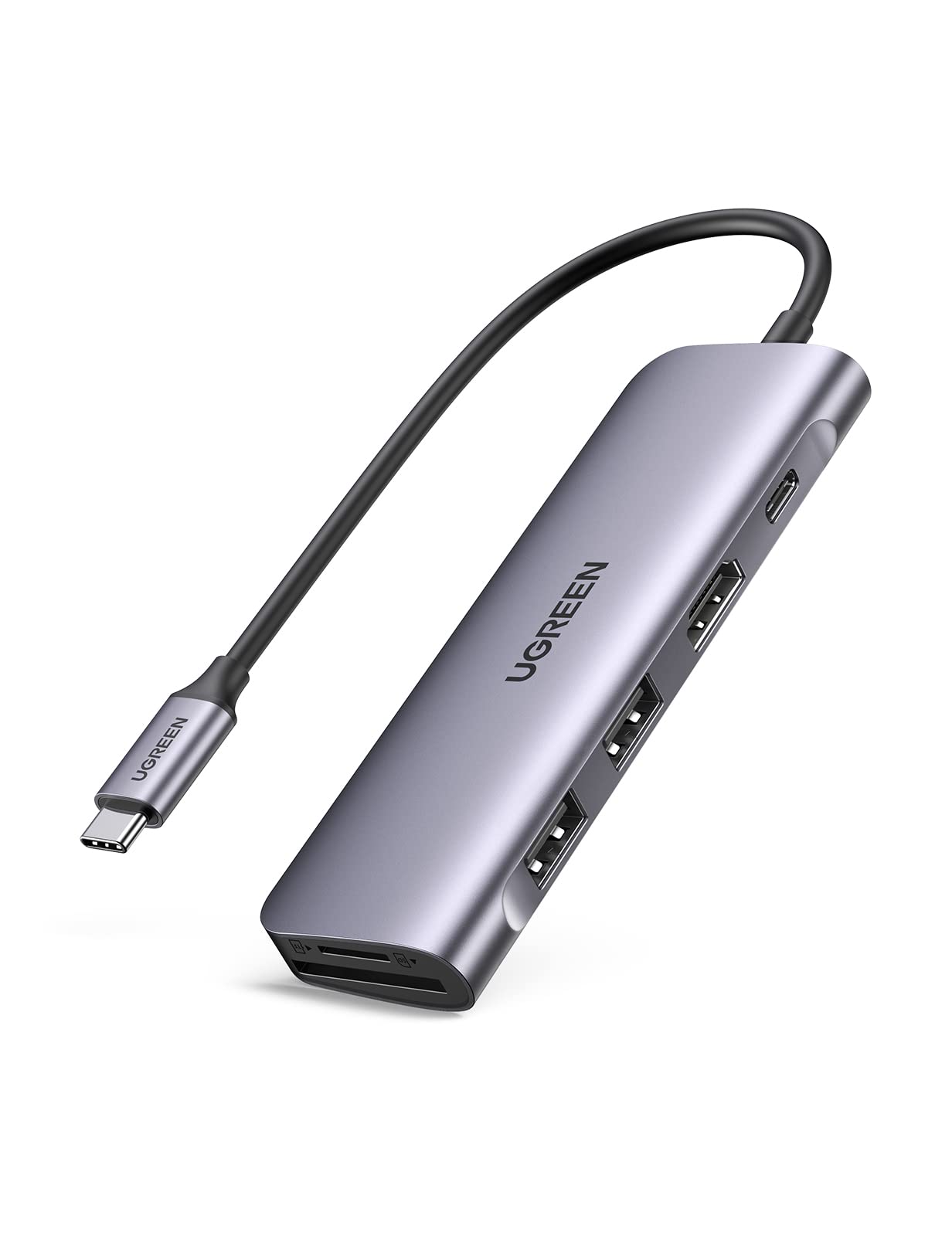 UGREEN USB Cハブ 6-IN-1 Type-C PD 100W 急速充電 4K HDMIハブ USB 3.0 2ポート拡張 SD Micro SDカー..