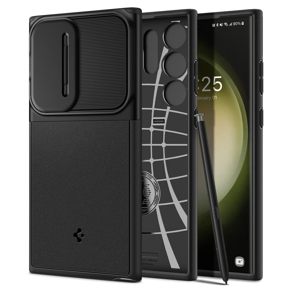 Rakuten - Spigen Galaxy S23 Ultra ケース [ SC-52D | SCG20 ] カメラレンズ保護 スライド式 軽量 2重構造 [TPU+PC] 耐衝撃 レンズ保護 滑り止め 超耐磨 オプティック・アーマー ACS05639 (ブラック)