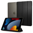 Spigen iPad 第9世代 ケース 10.2 インチ 第8世代 第7世代 対応 三つ折り スタンド スリム 軽量 オートスリープ PUレザー カバー 耐衝撃 すり傷防止 衝撃 吸収 スマートフォールド ACS00373 (ブラック)