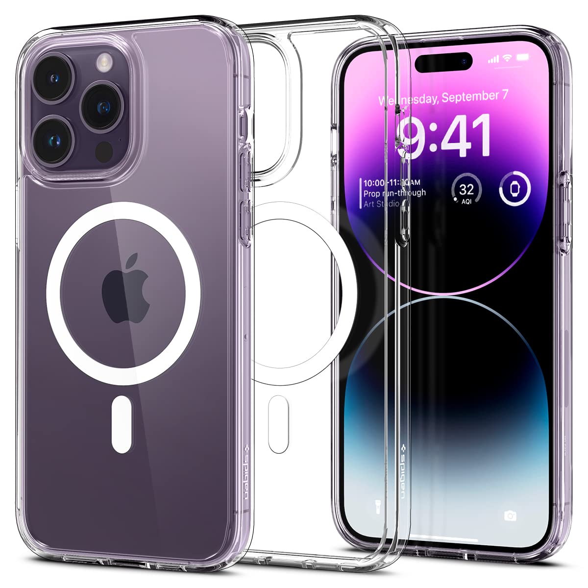 Spigen iPhone14ProMax ケース MagSafe対応 マグネット搭載 黄変なし 2重構造 米軍MIL規格取得 耐衝撃 すり傷防止 マグセーフ 適用カバー ワイヤレス充電対応 ウルトラ・ハイブリッド マグフィット ACS04825 (ホワイト)(2)