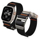 Apple Watch2 バンド Apple Watch Ultra 49mm ナイロン ファブリック 速乾 簡単装着 調節可能 ベルクロあり 軽量 耐久性 スポーツバンド Series 9/8/SE2/7/6/SE/5/4/3/2/1 45mm/44mm/42mm 対応 デュラプロ・フレックス・ウルトラ AMP05981 (ブラック)