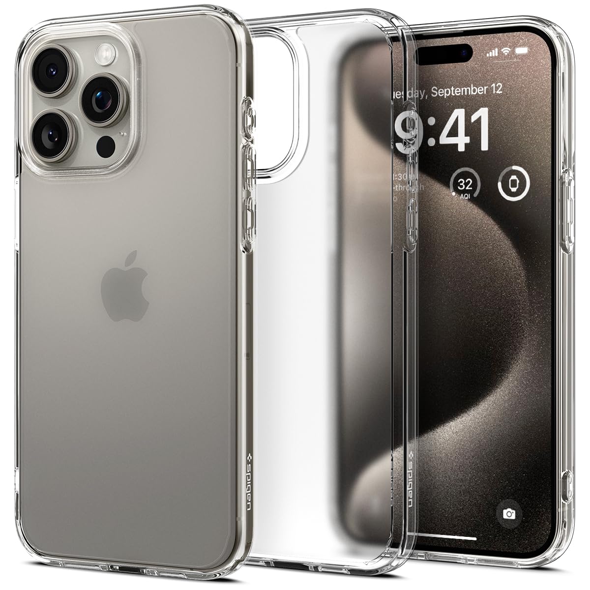 Spigen iPhone 15 Pro Max ケース 半透明 ストラップホール 米軍MIL規格 ウルトラ・ハイブリッド ACS06567 (フロスト・クリア)