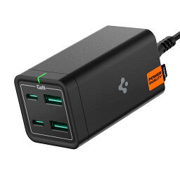 Spigen PD 充電器 65W USB 電源タップ 4ポート GaN 急速充電器 [ PSE技術基準適合/PD対応/GaN III/USB C 2ポート / USB A 2ポート / 4台同時充電 / 1.5mコード / ブラック ] iPhone 15 14 Galaxy USB-C Pixelその他対応