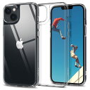 Spigen iPhone14Plus ケース クリア 9H 背面 強化ガラス ストラップホール付き 黄変なし 三層構造 米軍MIL規格 耐衝撃 衝撃吸収 tpuバンパー 四隅滑り止め カメラ保護 クォーツ・ハイブリッド ACS04906 (クリスタル・クリア)