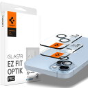 Spigen EZ Fit Optik Pro iPhone 14、iPhone 14 Plus 用 カメラフィルム 貼り付けキット付きiPhone14、iPhone14 Plus 対応 レンズ保護フィルム ブルー 2セット