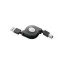 エレコム USBケーブル B USB3.0 (USB A オス to USB B オス) 巻き取り 0.7m ブラック USB3-RL07BK(2)