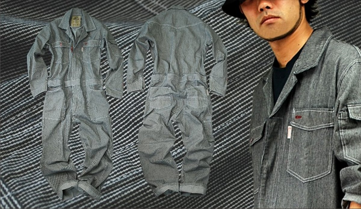 Long-Sleeved - GRACE ENGINEERS グレースエンジニアーズ GE-105 長袖ツナギ20ブラックヒッコリー3L