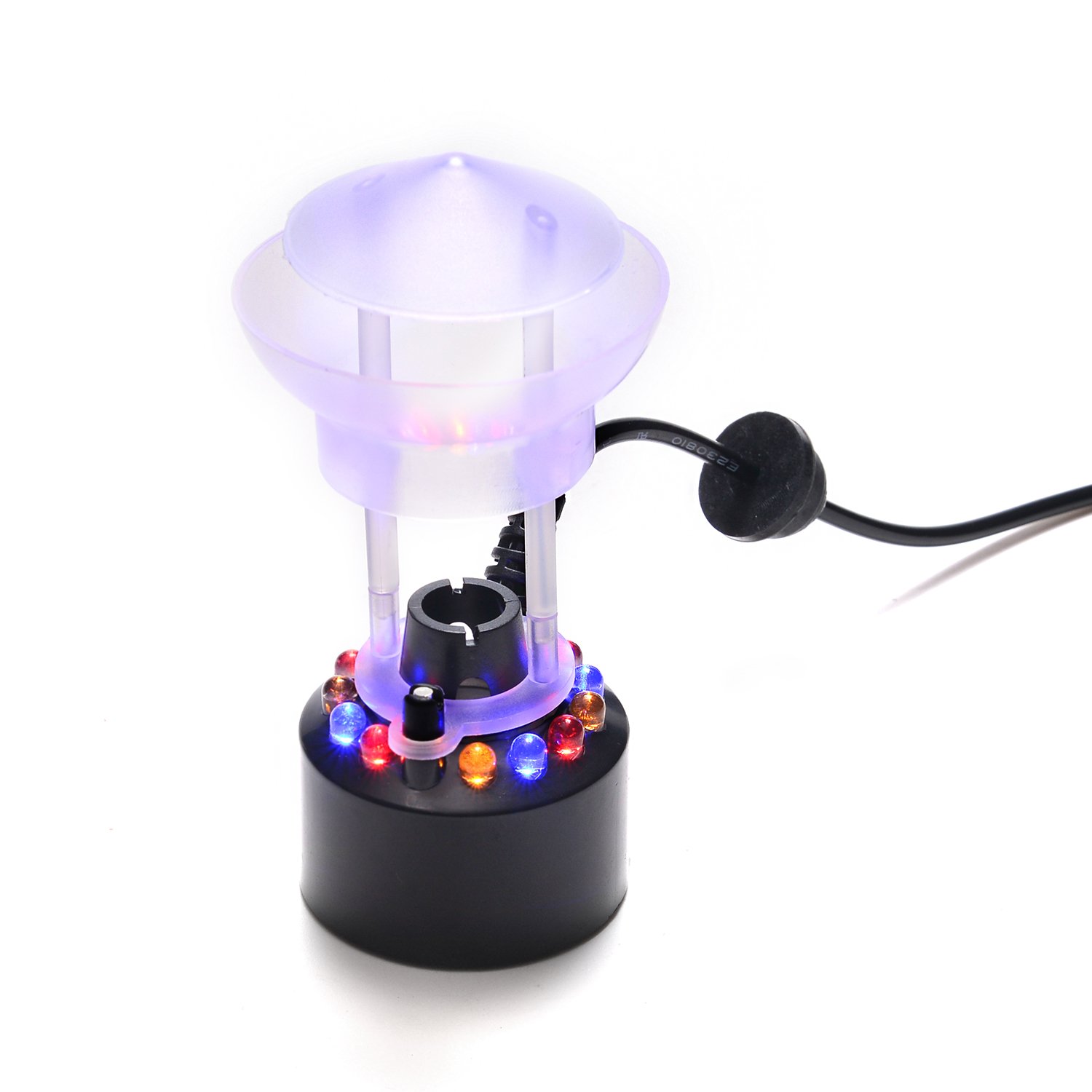 AGPTEK 改良版ミニLED超音波霧発生装置（水槽、築山、池など用） 12LED ミストメーカー 雲煙が立ちこめる幻の世界を作る 使用簡単 水避けカバー付き