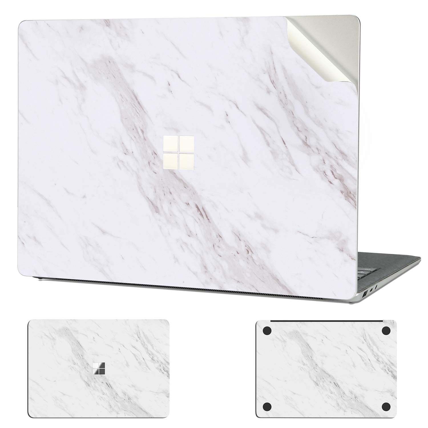Digi-Tatoo Surface 専用スキンシール カバー ステッカー (Surface Book3 13.5 インチ用) 全身保護、取り外し可能、傷つき防止および残留物フリー [白模様の大理石]