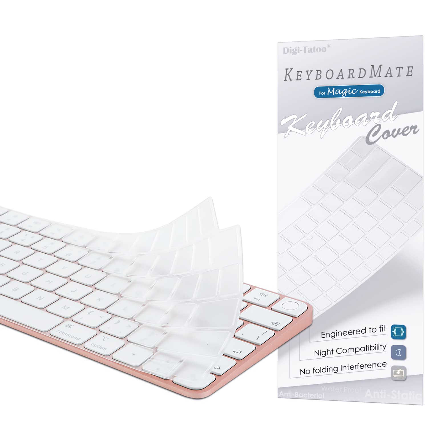 iMac Magic Keyboard用キーボードカバー 対応英語US配列- iMac 24インチ キーボードカバー スキン (Model A2449 Touch ID搭載, テンキーなし) 超薄型 防水防塵 透明