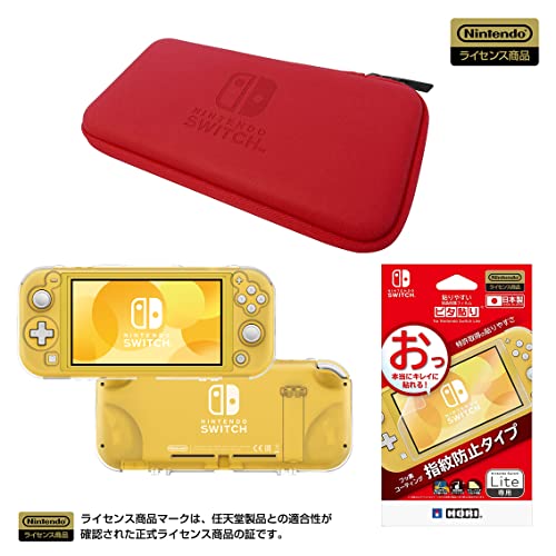 ホリ Nintendo Switch Lite用アクセサリー三点セットです。 内容物1:スリムハードポーチ for Nintendo Switch Lite レッド 内容物2:PCハードカバー for Nintendo Switch Lite 内容物3:貼りやすい液晶保護フィルム ピタ貼り for Nintendo Switch Lite