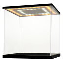 MVDKO LEDフィギュアケース 透明ディスプレイケース コレクションケース 台座高いタイプ 組立式 透明度アップ 人形ケース 陳列ケース 透明アクリル プラモデル 飾り用 展示用 台座ブラック （LED黄色+LED白色、25*25*25cm）