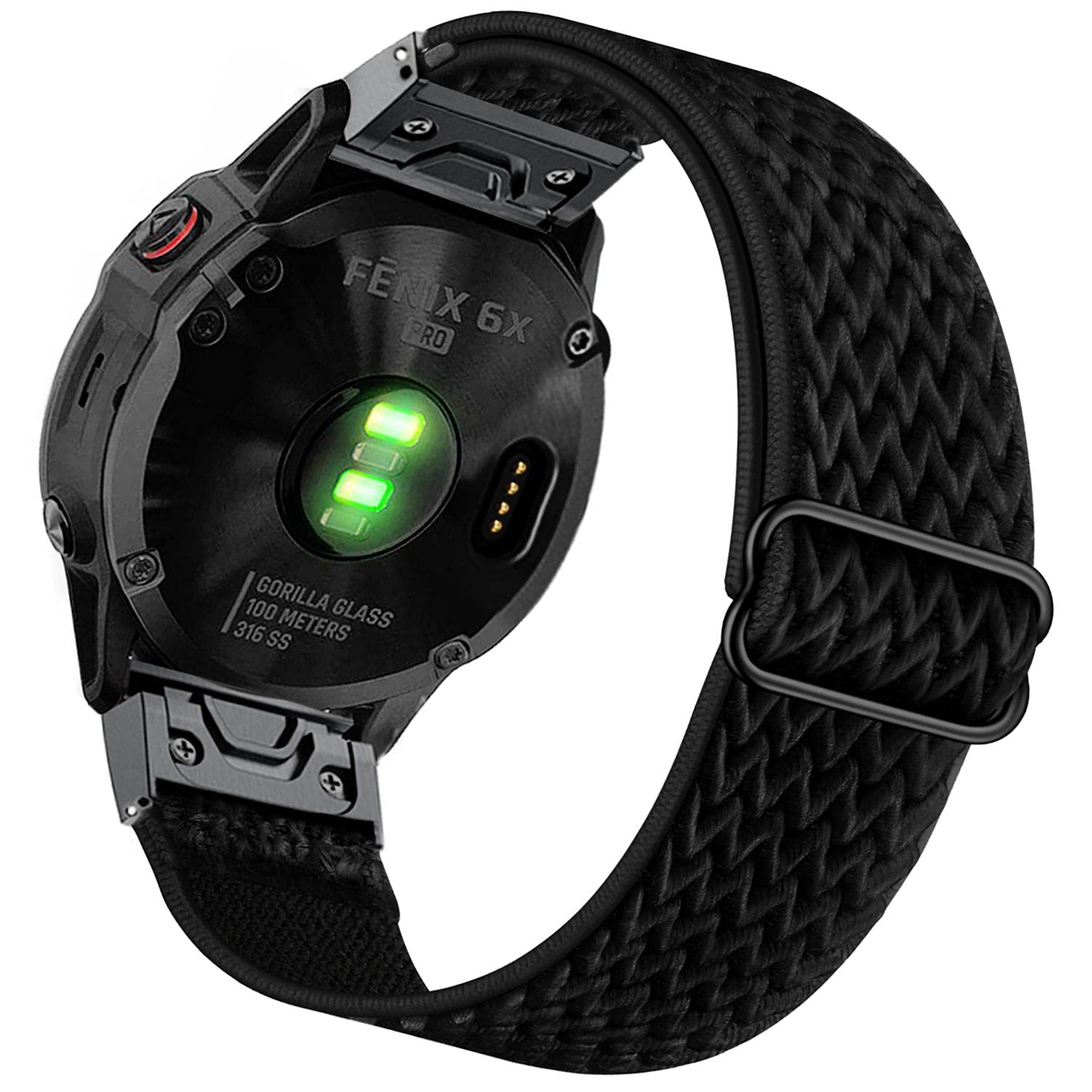 Ahayo QuickFit 26mm 交換ベルト 超軽量 柔らかく伸縮性のあるナイロンリストバンドストラップ for GARMIN(ガーミン)Fenix 7X/ Fenix 6X / Fenix 5X / Tactix Delta/Fenix 3/Enduro 2用 (フルブラック)