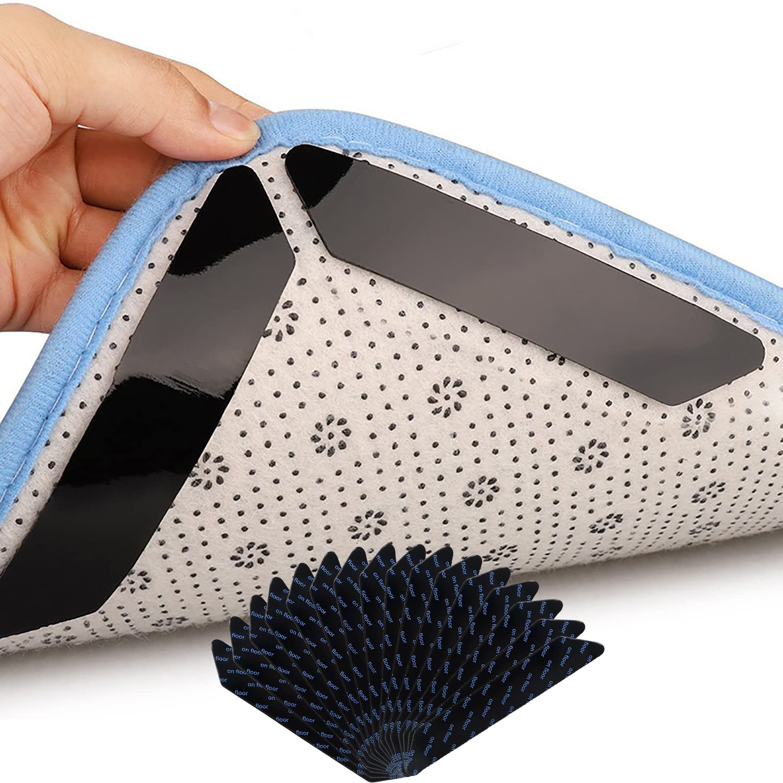 SHULLIN 16枚入 カーペット 滑り止めテープ 超強力滑り止めシート ラググリッパー 強力粘着マット カーペットテープ カーペット マット 用 すべり止めテープ カーペット すべり止めシート ズレ防止マット 洗濯可能 繰り返し使用できる 長持ち 貼るだけ固定両面テープ