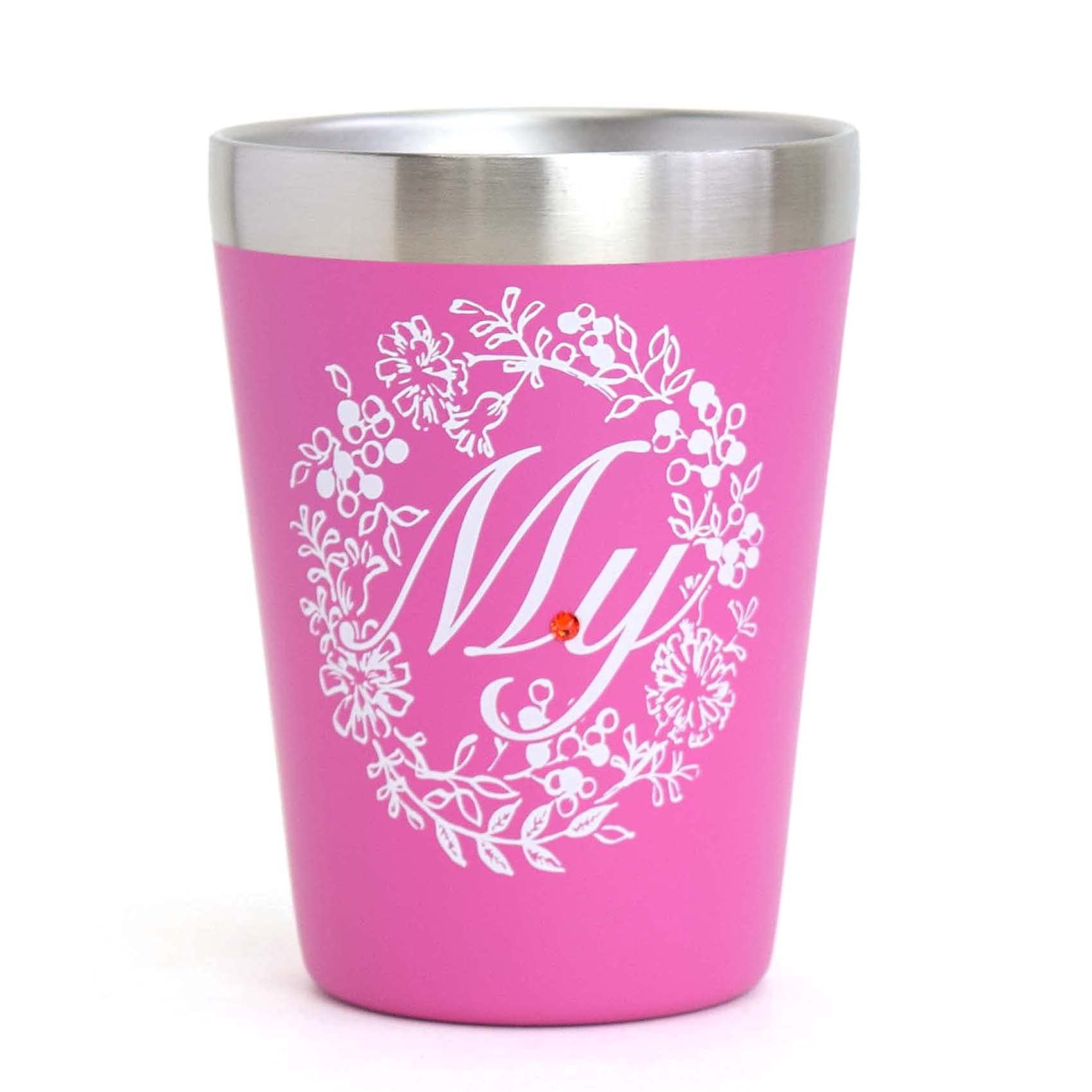 前畑 タンブラー イニシャル ステンレス 真空断熱 ラインストーン My 350ml ニュイ