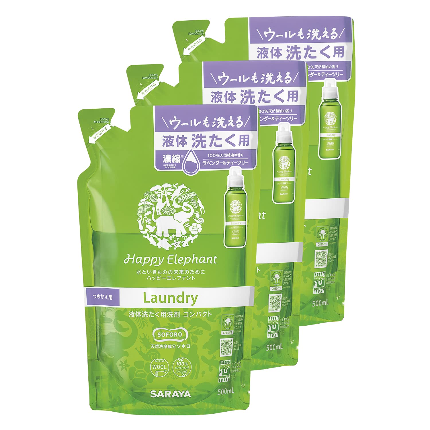 Happy Elephant �ϥåԡ�����ե���� ��������������ѥ��� ���� 1500ml(500ml��3��)