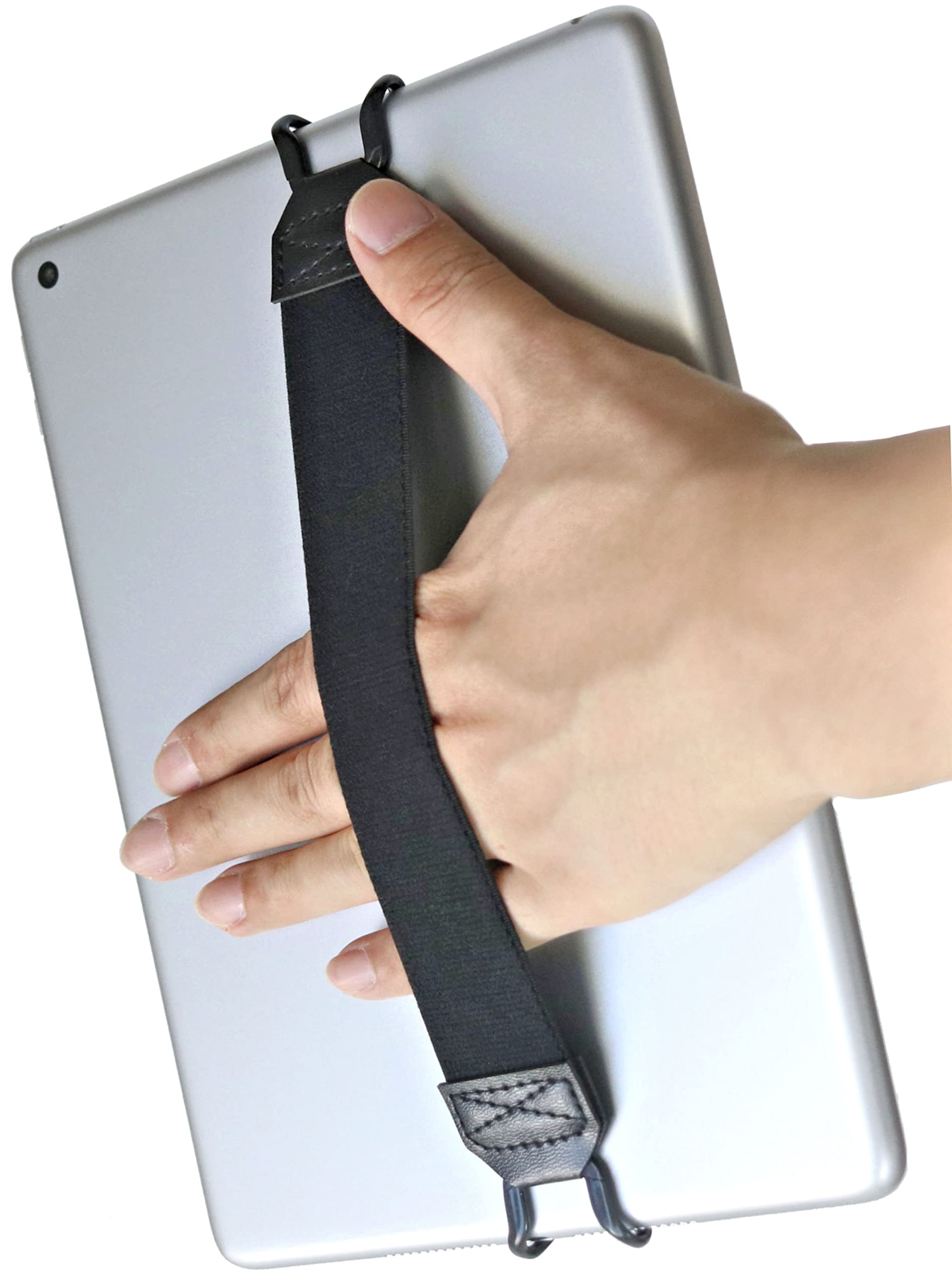 楽天FIDELA[Dhana Style] WIDE Ver. 落下防止 伸縮 ラバー バンド グリップ ベルト 簡単脱着 挟み込み クリップ バンドル サポーター iPad タブレットPC 安全 ハンド ストラップ グリップ ストラップ フック リスト バンド （タブレットPC用） （BLACK）