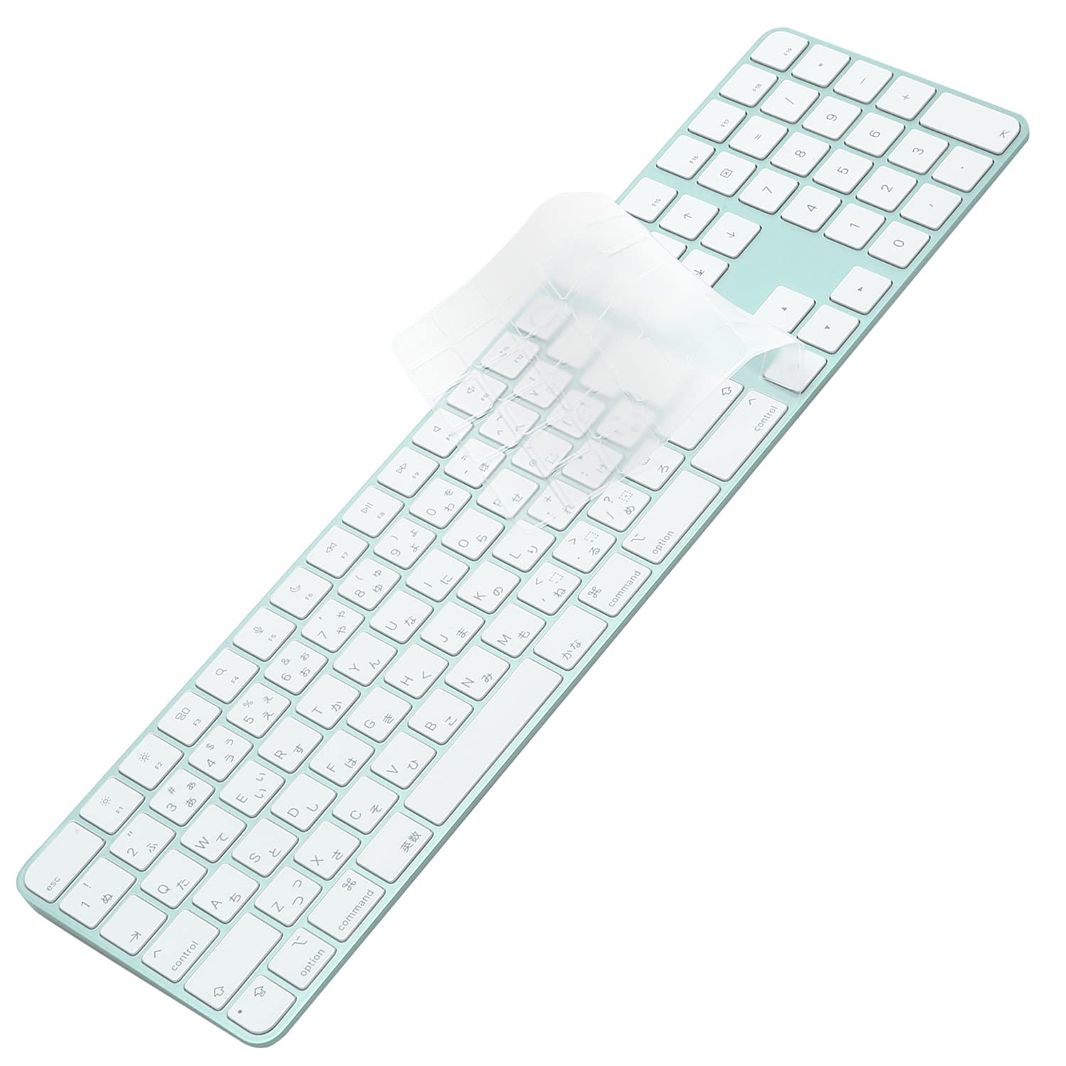 キーボードカバー for iMac Magic Keyboard 日本語配列JIS (Touch ID搭載, テンキー付き, A2520), 2021~2023年発売 24インチ M1/M3チップ iMac Magic Keyboard 用, 高い透明感 TPU材质 防水防塵カバー 保護カバー キースキン