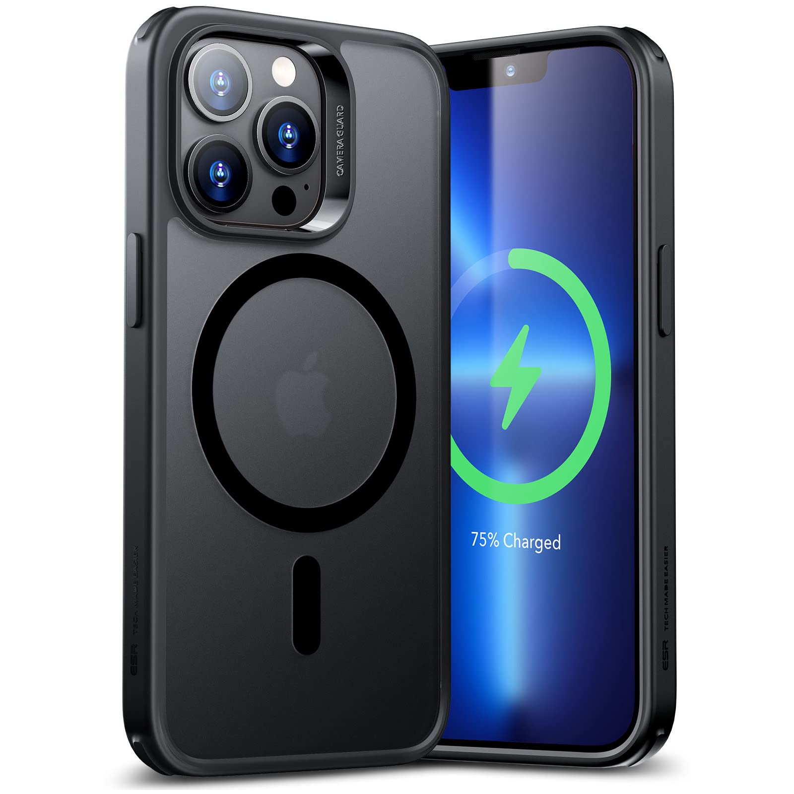 ESR iPhone 13 Pro Max ケース ハイブリッドケース HaloLock付き MagSafe対応 磁気充電 2022新型 1500gまで磁気 吸着米軍MIL規格 SGS認証 衝撃保護 傷に強い背面 ストラップホール付き 6.7インチ ブラック