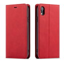 QLTYPRI iPhone XR ケース アイフォン XR ケース 手帳型 高級PUレザー 皮革 TPU バンパー カード収納 スタンド機能 内蔵マグネット 耐衝撃 耐摩擦 上品 全面保護 人気 おしゃれ 財布型 カバー - レッド