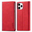 QLTYPRI iPhone 12 ケース シンプル 手帳型 高級PUレザー 艶なしPU革 TPU バンパー カード収納 スタンド機能 マグネット 耐衝撃 全面保護 定番 人気 おしゃれ 財布型 アイフォン12 (6.1) - レッド