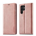 QLTYPRI Samsung Galaxy S22 Ultra ケース 手帳型 SC-52C/SCG14 ケース 高級PUレザー 艶なしPU革 TPU バンパー カード収納 スタンド機能 マグネット 耐衝撃 全面保護 財布型 カバー ギャラクシー S22 Ultra 対応 6.8 インチ - ローズゴールド