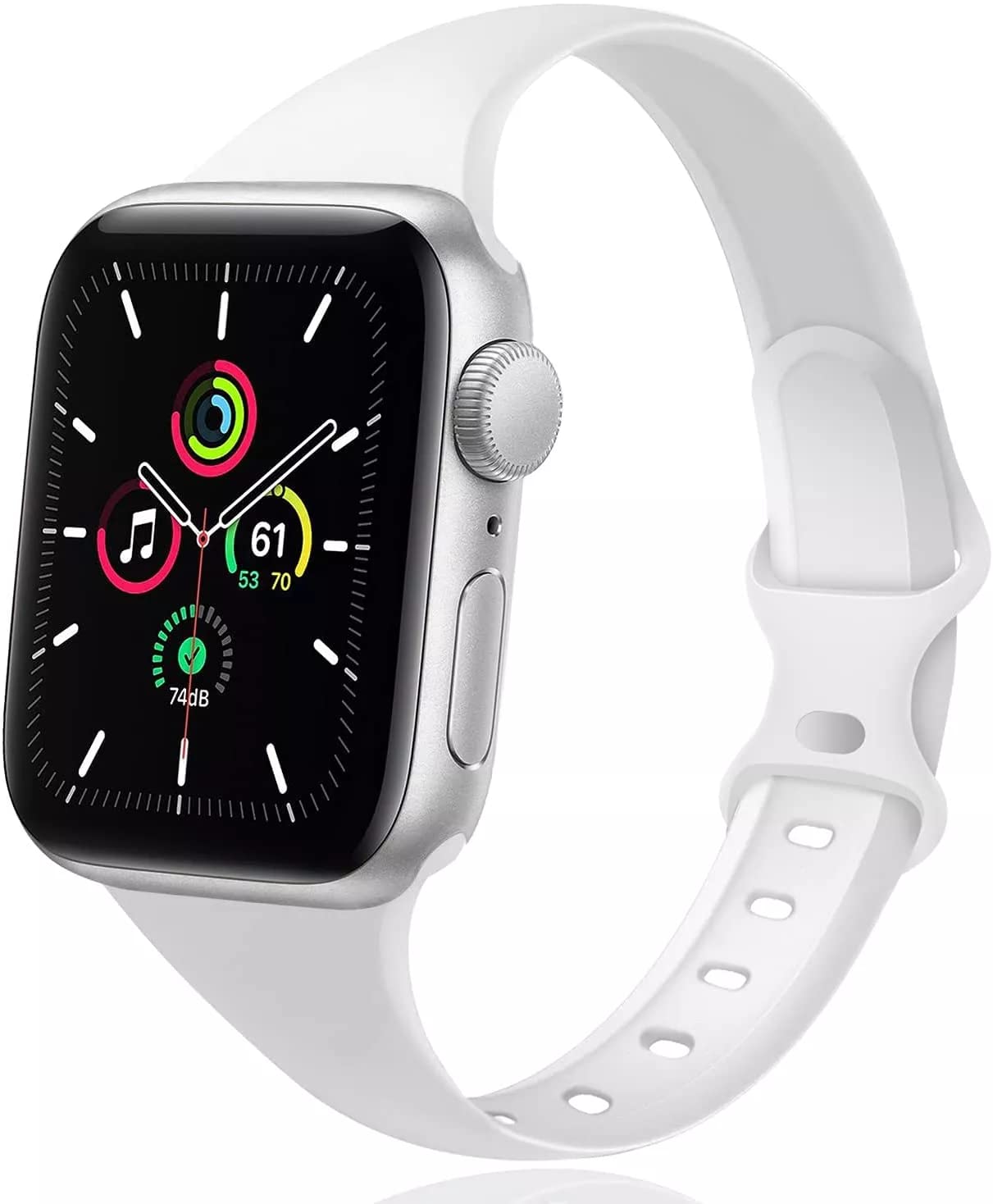 QLTYPRI コンパチブル Apple Watch バンド スポーツシリコンバンド 38mm 40mm 41mm 42mm 44mm 45mm シリコン 製 柔軟 通気 防水性 耐久性 スポーツバンド 交換バンド 女性 男性 iWatch Ultra SE Series 8/7/6/5/4/3/2/1に対応 (42mm/44mm/45mm,ホワイト)