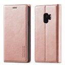 QLTYPRI Samsung Galaxy S9 ケース ギャラクシー S9 ケース 手帳型 高級PUレザー 艶なしPU革 TPU バンパー カード収納 スタンド機能 マグネット 耐衝撃 全面保護 定番 おしゃれ 財布型 カバー - ローズゴールド