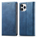 QLTYPRI iPhone 12 ケース シンプル 手帳型 高級PU 艶なし TPU バンパー カード収納 スタンド機能 マグネット 耐衝撃 全面保護 定番 人気 おしゃれ 財布型 アイフォン12 (6.1) - ネービー