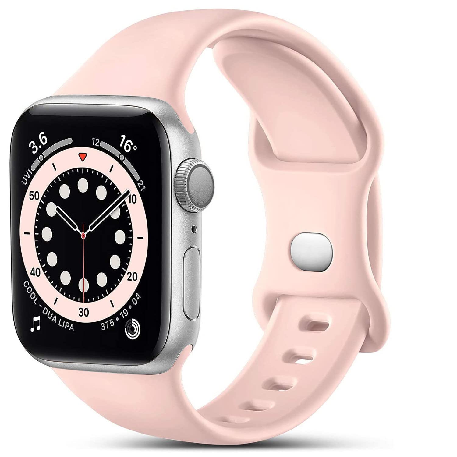 QLTYPRI バンド 対応 Apple Watch アップルウォッチ バンド 30mm 40mm 42mm 44mm シリコン ベルド ソフト スポーツバンド 交換バンド 女性 男性 ストラップ アップルウォッチシリーズ 適応 iWatch Ultra SE Series 8/7/6/5/4/3/2/1(42mm/44mm,M/L,ミルクティー)